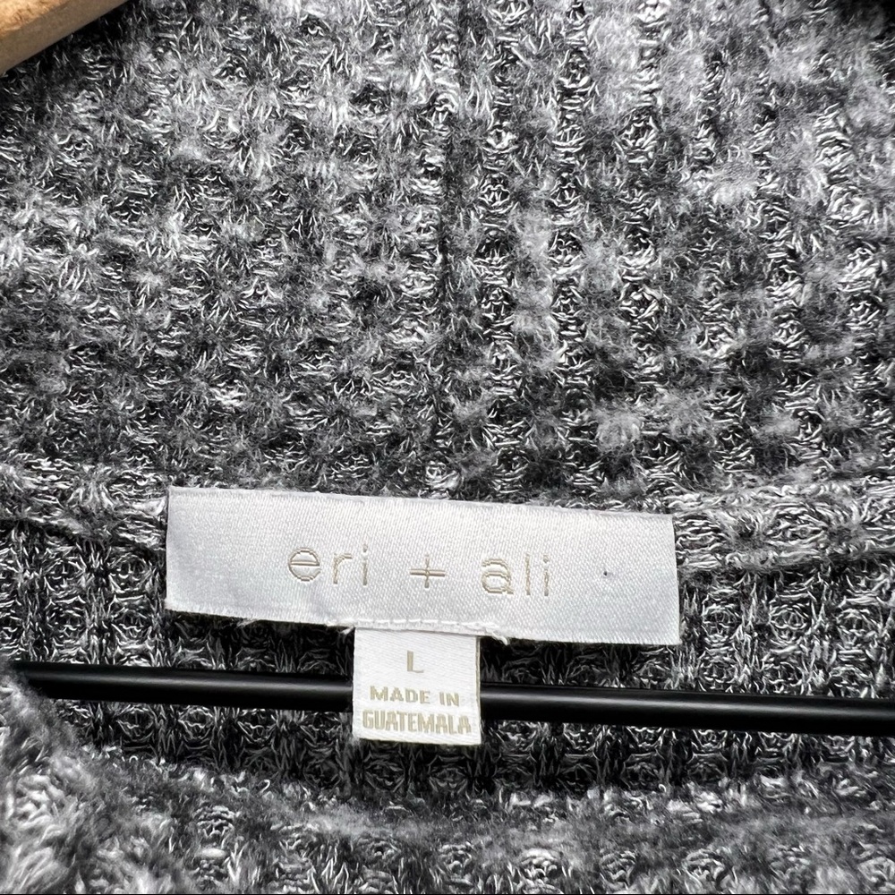 Anthropologie Eri + Ali Tiered Mock Neck Bronte Sweater in Marled Gray/Black L - Picture 3 of 6